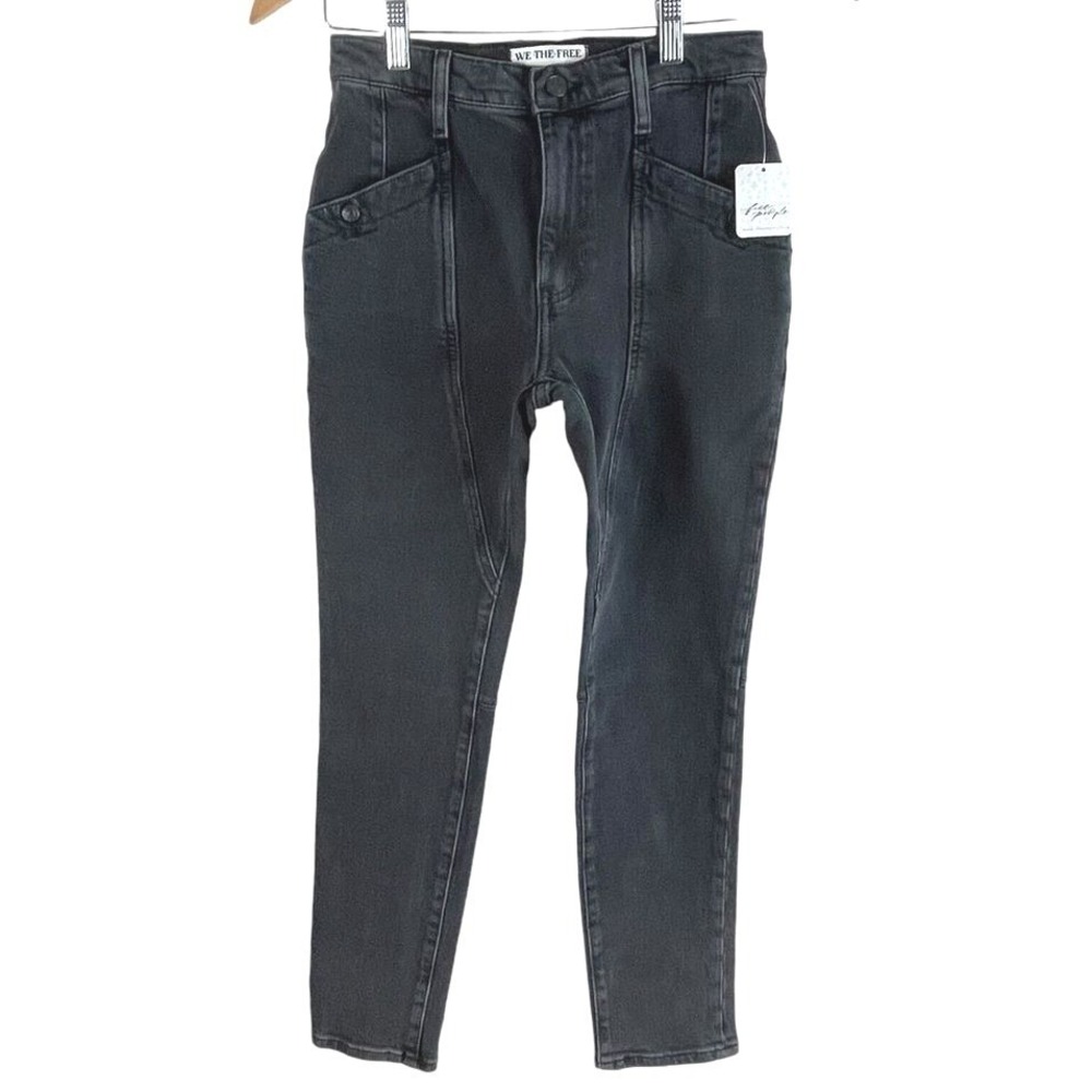 Free‎ People We The Free Beacon Slim Crop Jeans Womens 25 Black Quartz Mid Rise